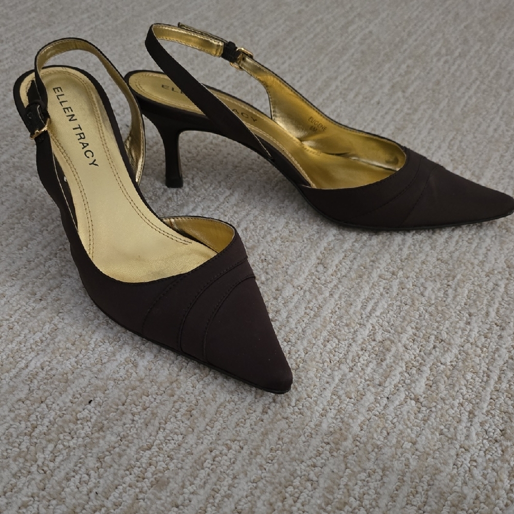 Ellen Tracy Dark Brown Slingback Heels